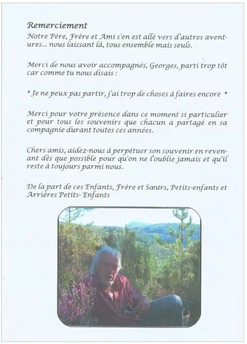 News : remerciements suite au décès de Georges Kiess
